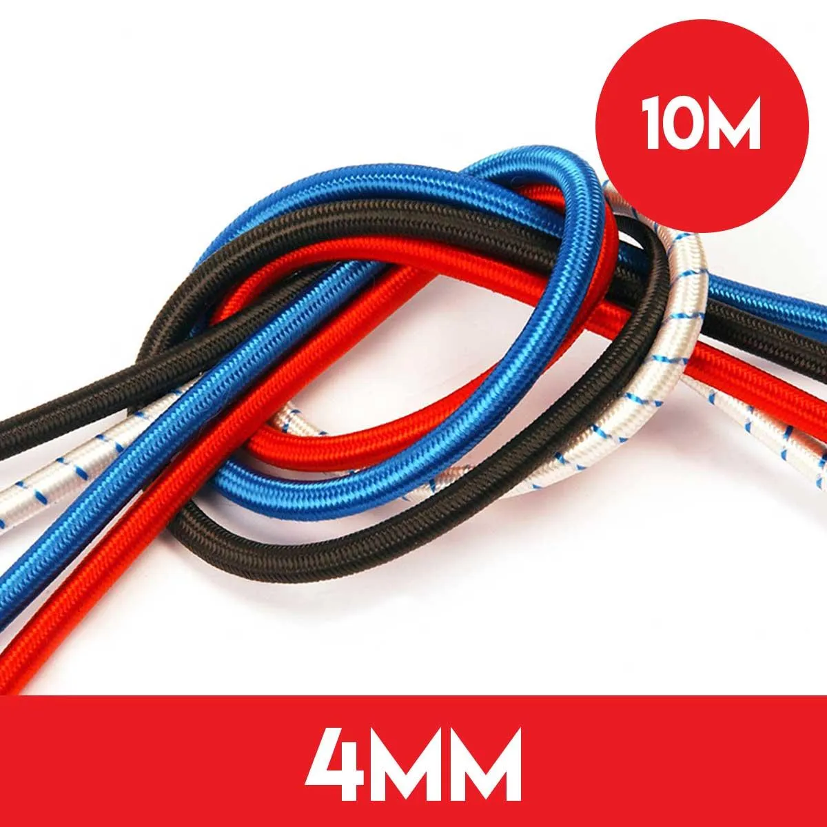 10m of 4mm Shockcord Elastic Bungee Rope - Black