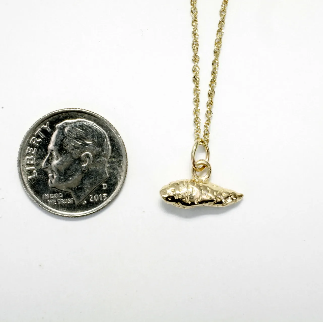 14kt Solid Gold Sweet Potato Pendant Charm Necklace for her