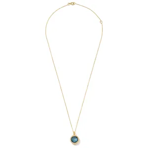 18K Lollipop® Mini Pendant Necklace in London Blue Topaz with Dia Pavé (.14ctw) 16-18"