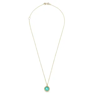 18K Lollipop® Mini Pendant Necklace in Turquoise Doublet w Dia Pavé (.14ctw) 16-18"
