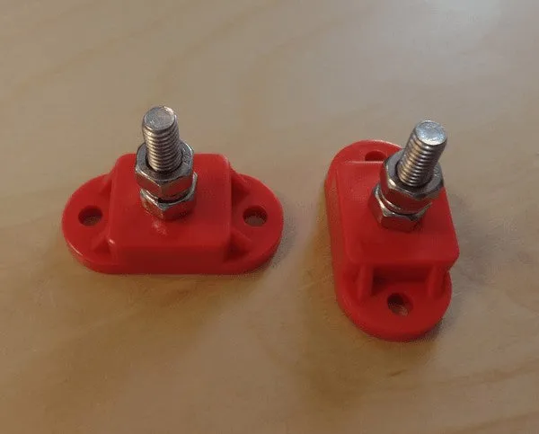 2 x Single Post Cable Connection Distribution Posts Red