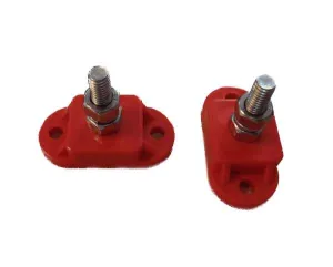 2 x Single Post Cable Connection Distribution Posts Red