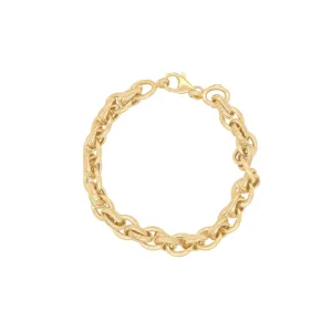 9ct Yellow Gold Silver Infusion Oval Pattern Belcher Bracelet