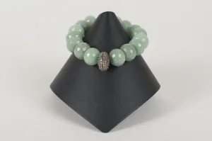 Adventurine Rondelle with Pave Diamond Bead