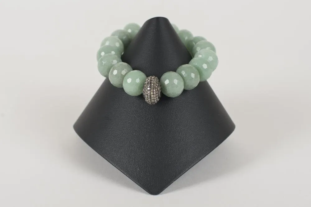 Adventurine Rondelle with Pave Diamond Bead