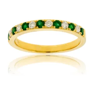 Alternating Emerald and Diamond Band