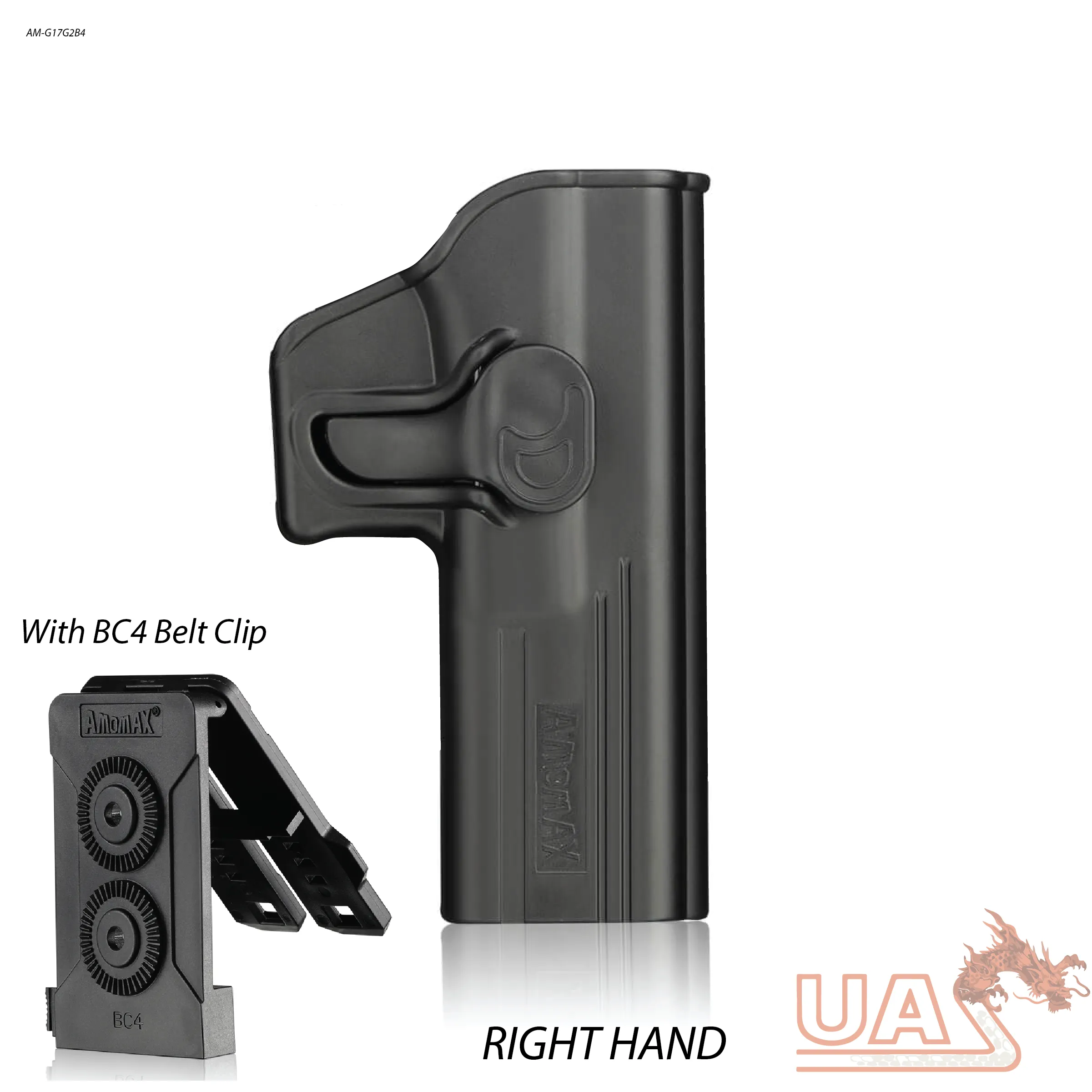 Amomax Holster for Glock 17/22/31 with Molle & Belt Clip - Black