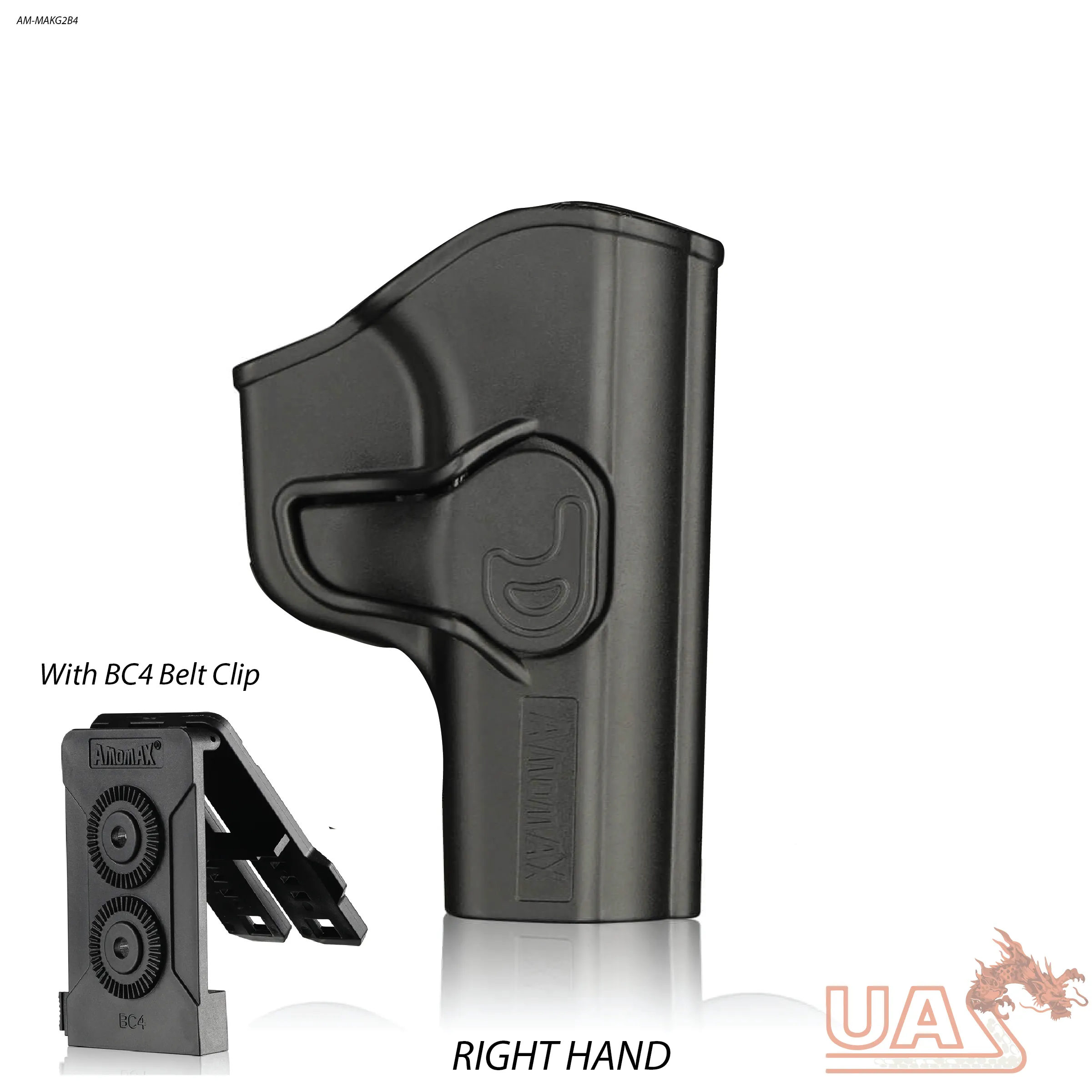 Amomax Holster Makarov PM Norinco 59 K59 ICS PM2  with MOLLE & Belt Clip - RIGHT HAND - Black
