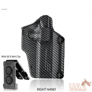 Amomax Per-Fit Holster Multi fit with  Molle & Belt clip / Carbon fiber print / Right Hand /Fits 200  Pistol -