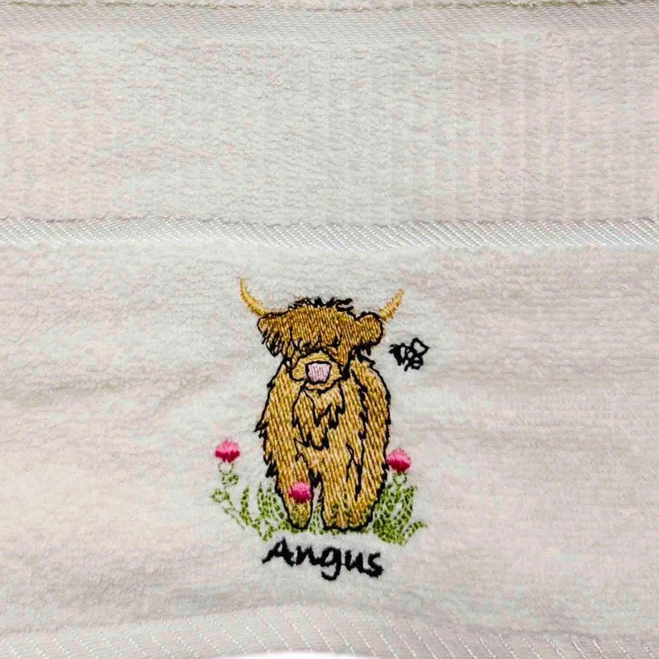 Angus Highland Cow Kitchen Towel - Cream