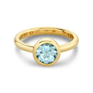 Aquamarine Round Solitaire Ring - Ring Size 6.5