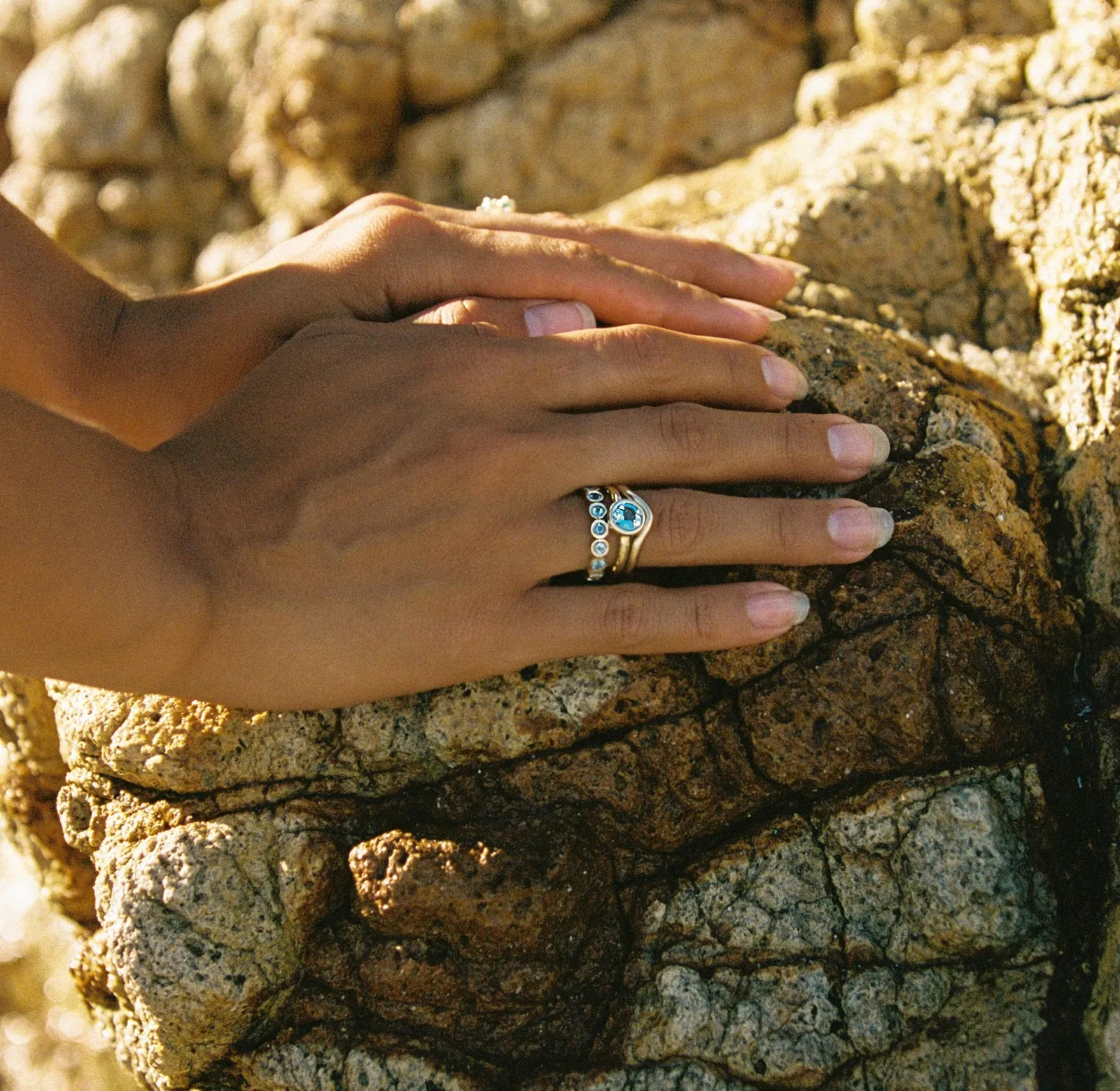 Aquamarine Round Solitaire Ring - Ring Size 6.5