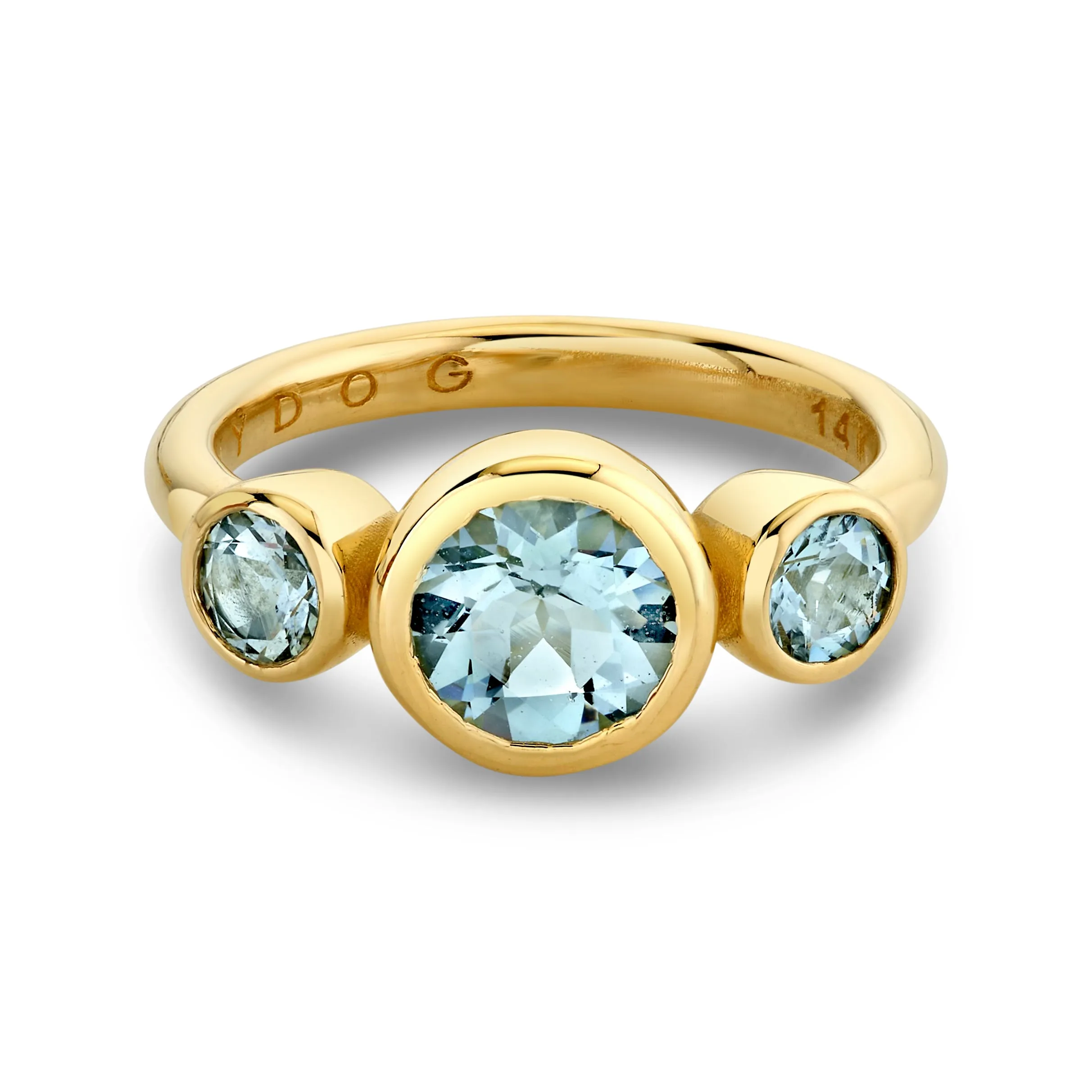 Aquamarine Triple Round Ring - Ring Size 6.5