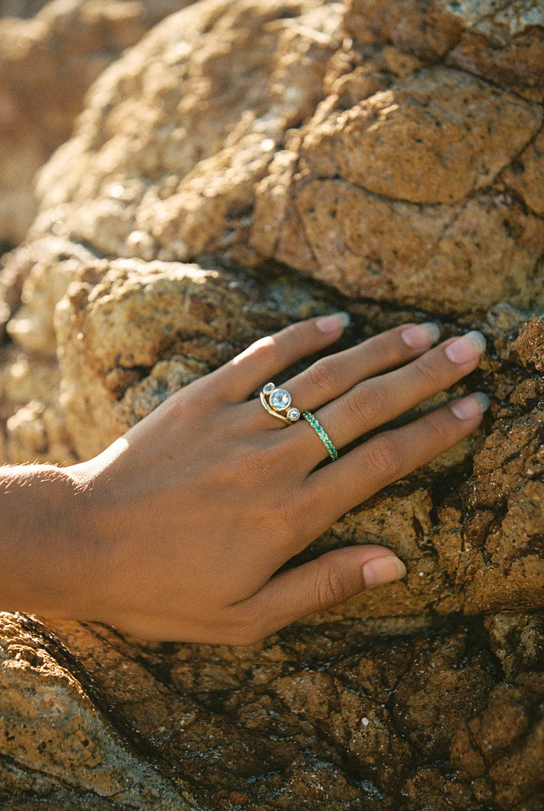 Aquamarine Triple Round Ring - Ring Size 6.5