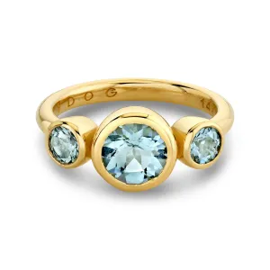 Aquamarine Triple Round Ring - Ring Size 6.5