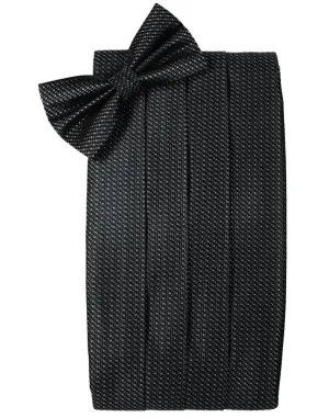 Asphalt Silk Weave Cummerbund & Bow Tie Set
