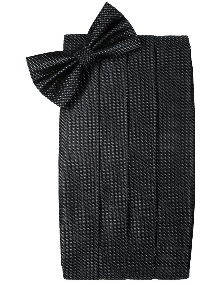 Asphalt Silk Weave Cummerbund & Bow Tie Set