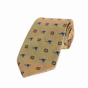 Australian Neck Tie Kangaroo Neat Square Gold
