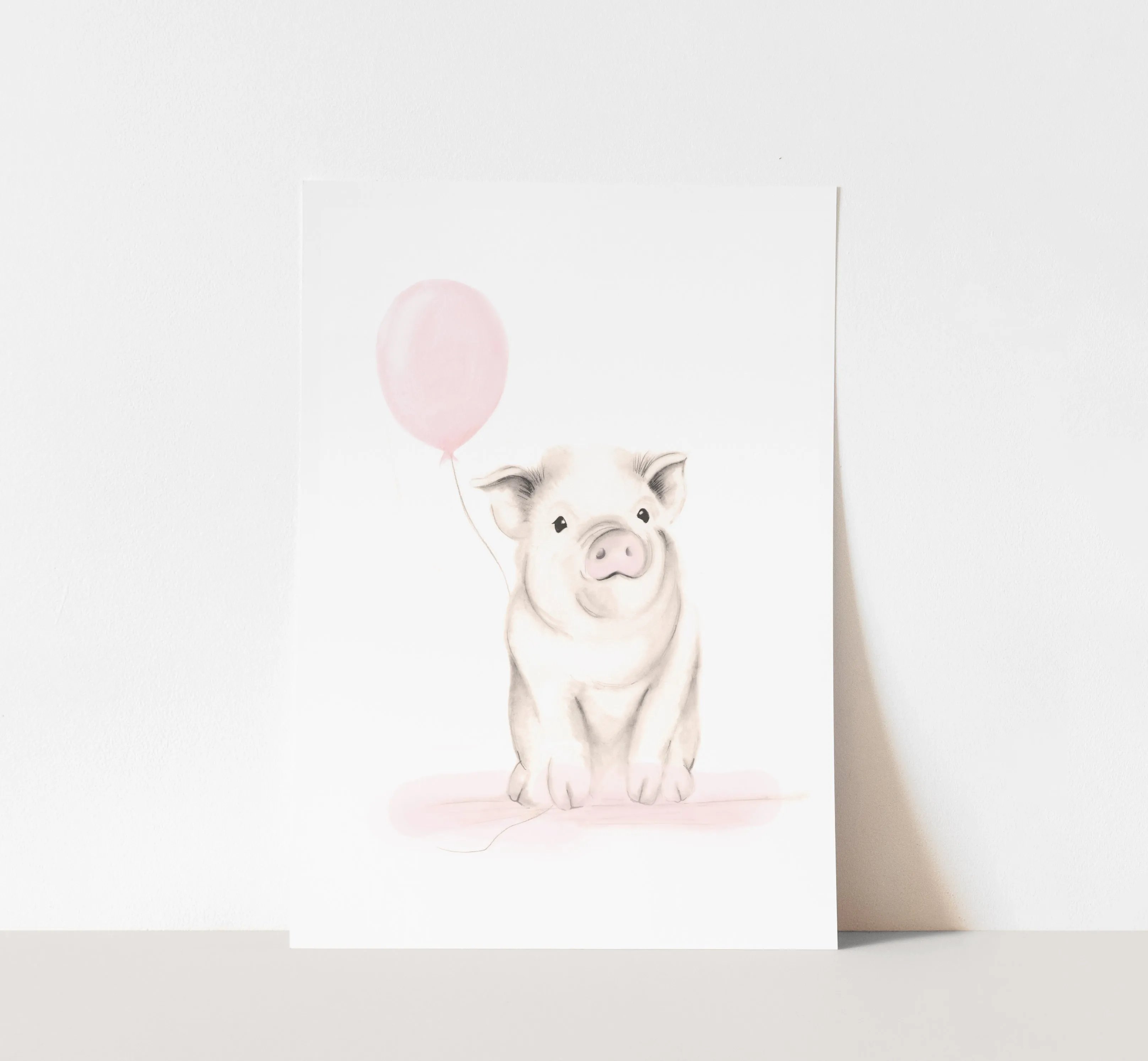 Baby Pig Nursery Print - Sweet Blush
