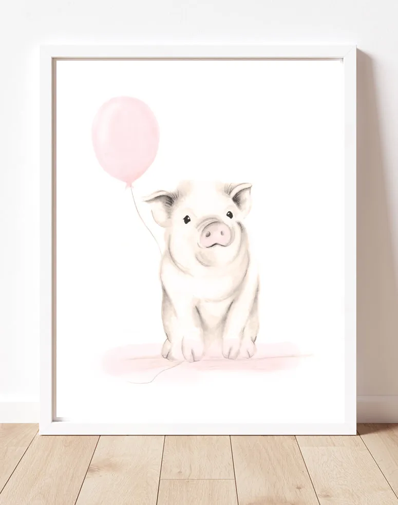 Baby Pig Nursery Print - Sweet Blush