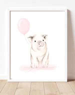 Baby Pig Nursery Print - Sweet Blush