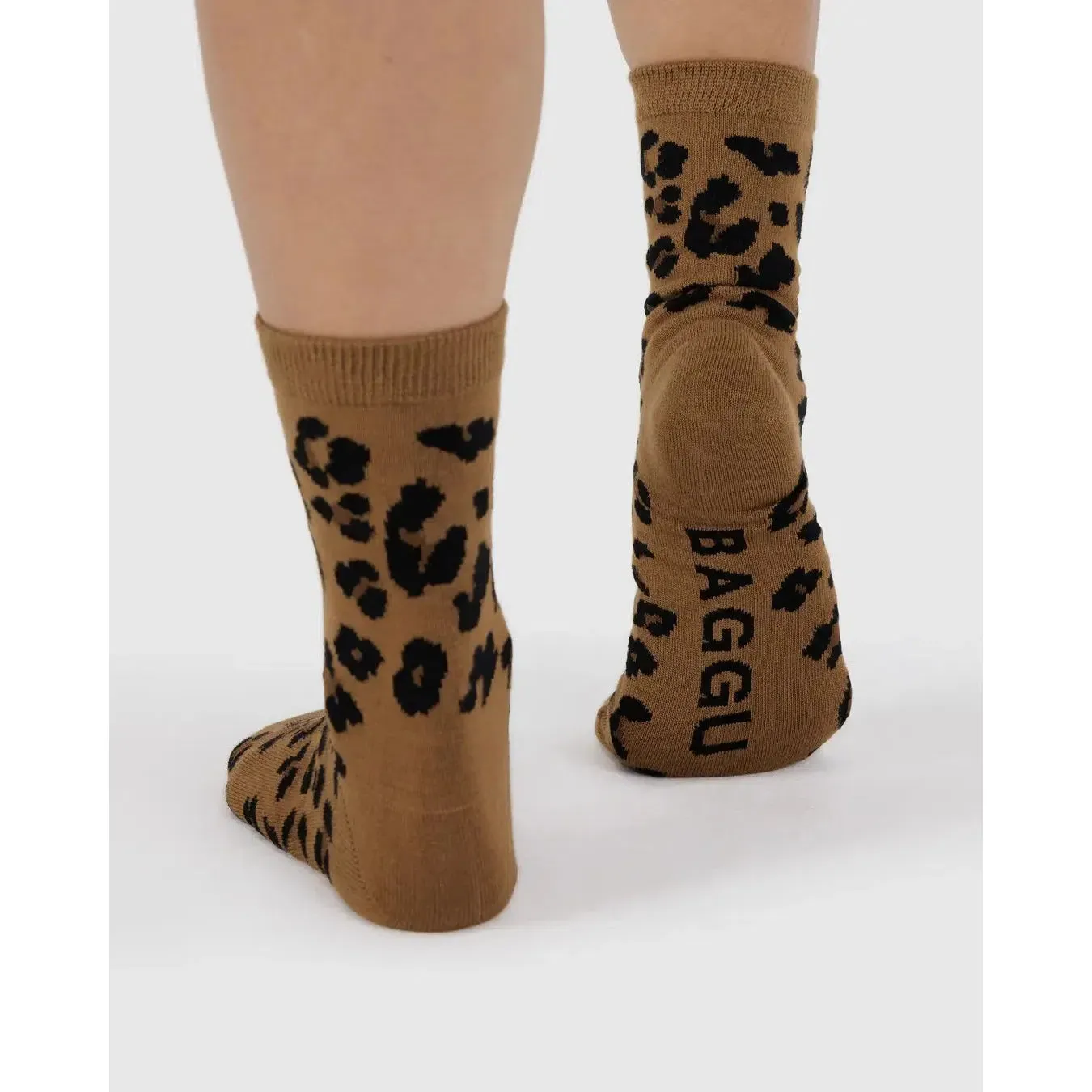 Baggu - Adult crew socks - Dark Leopard