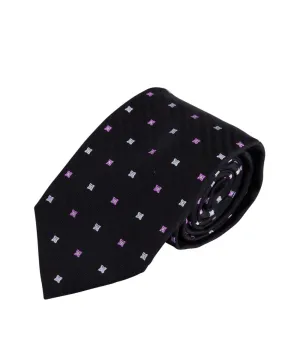 Black Herringbone Neat Tie (Long)