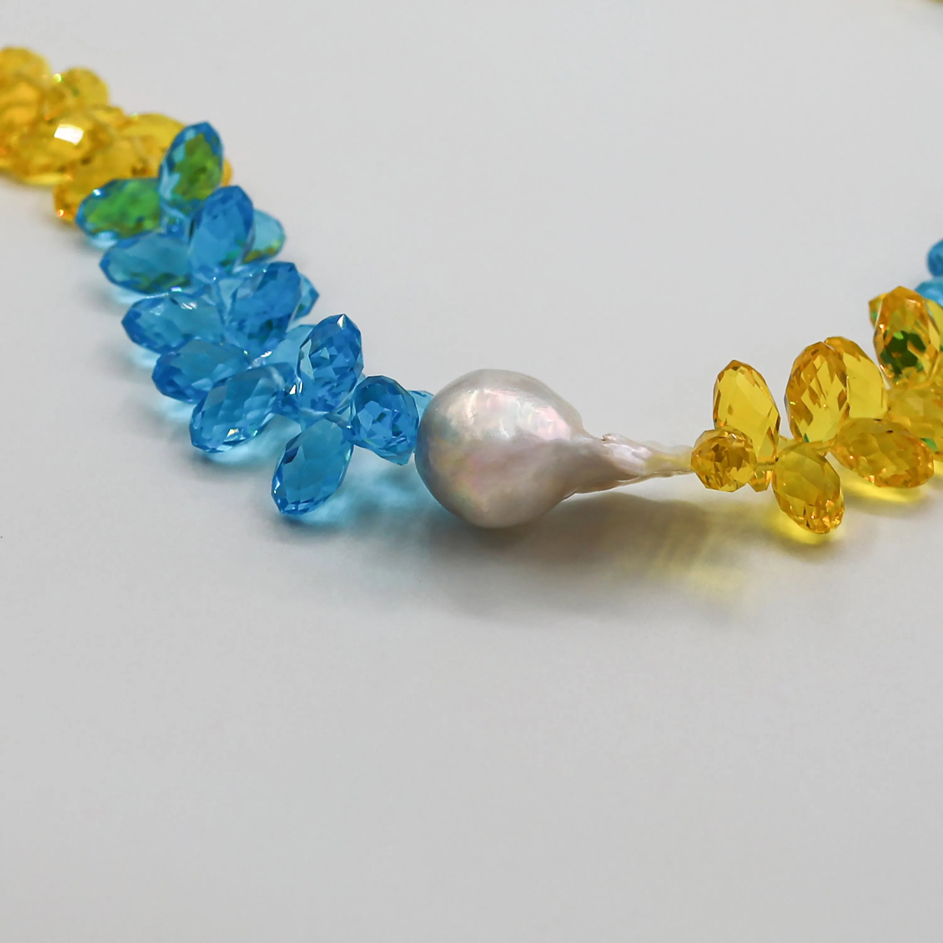 Blue and Yellow Pearl Necklace