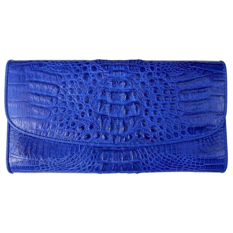 Blue Genuine Crocodile Skin Leather Women's Wallet Purse