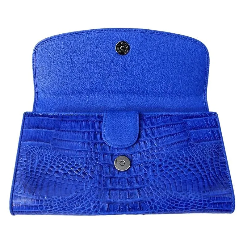 Blue Genuine Crocodile Skin Leather Women's Wallet Purse