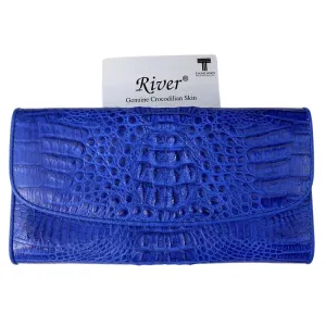 Blue Genuine Crocodile Skin Leather Women's Wallet Purse