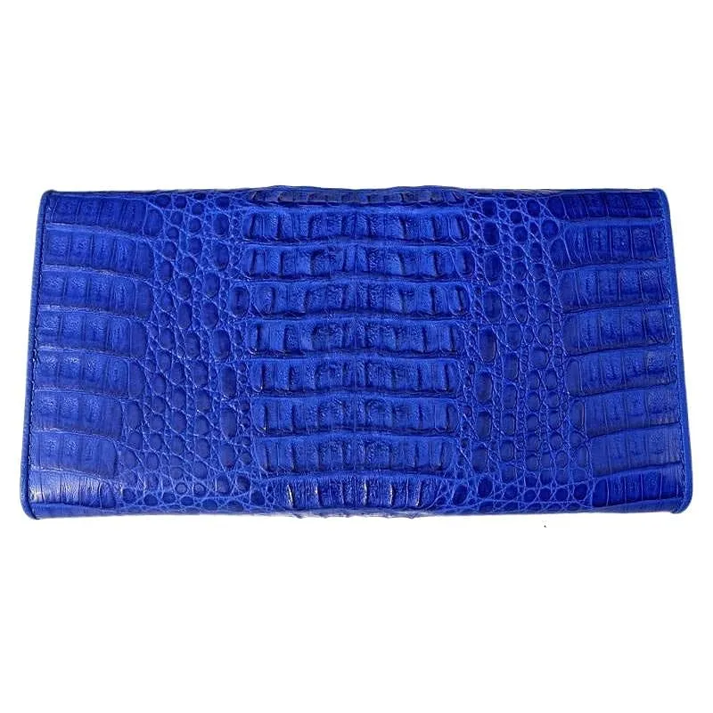 Blue Genuine Crocodile Skin Leather Women's Wallet Purse