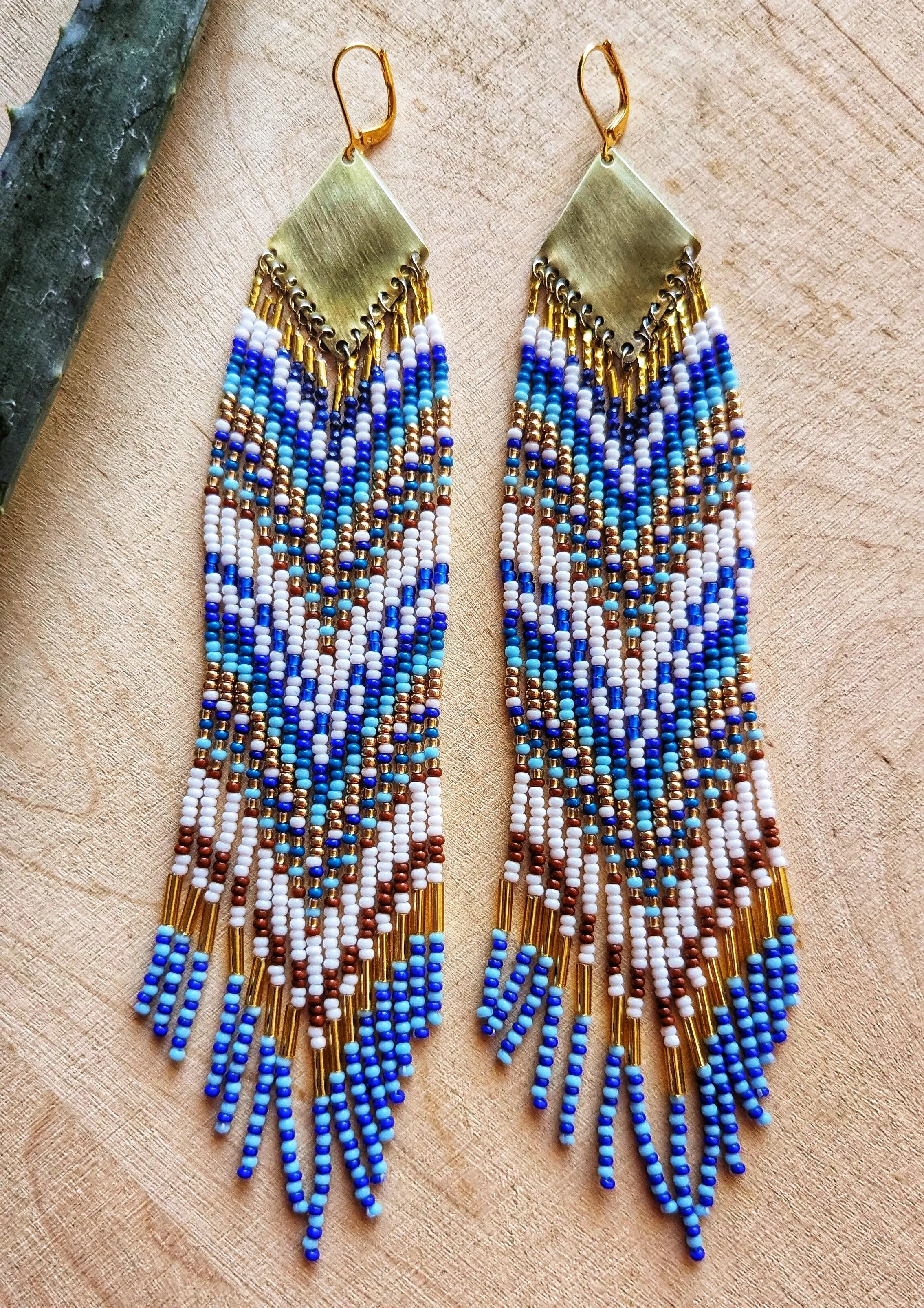 Blue Origin Seed Bead Earrings