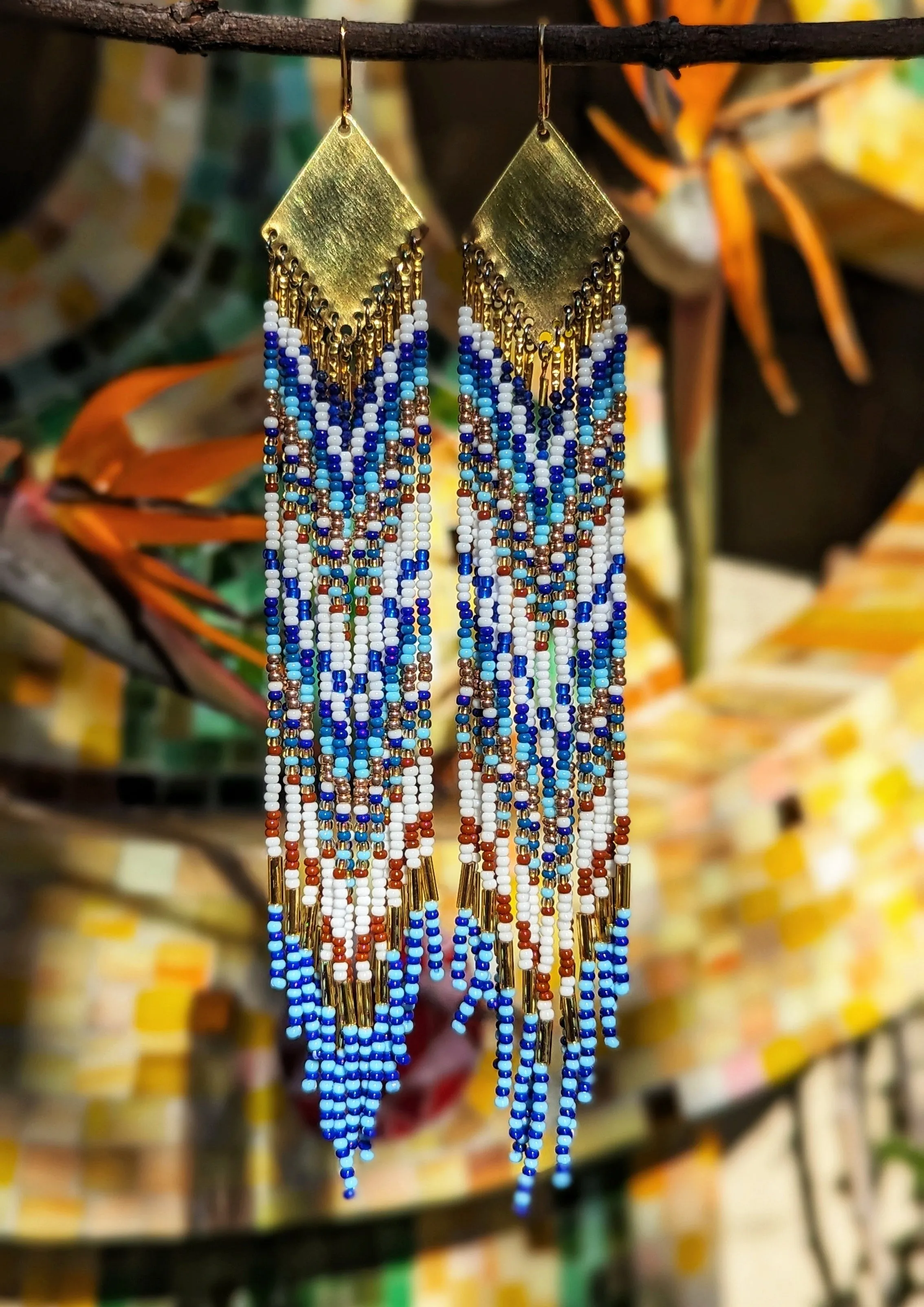 Blue Origin Seed Bead Earrings