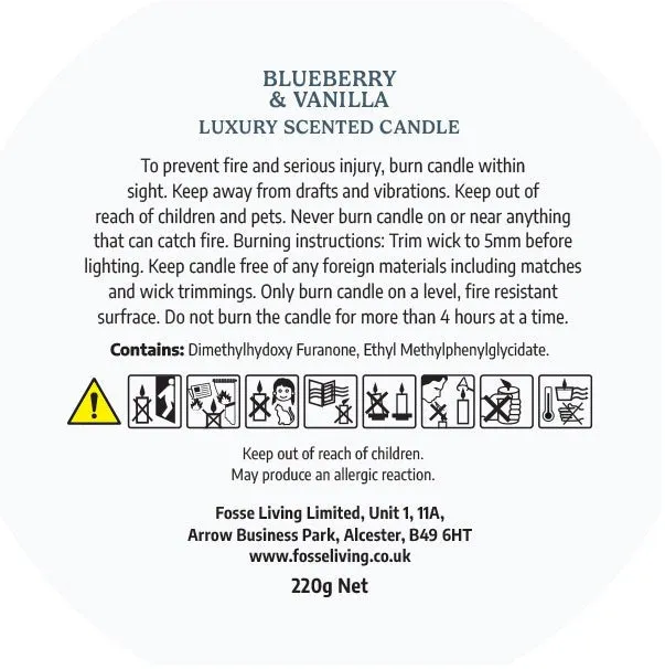 Blueberry & Vanilla Scented Candle