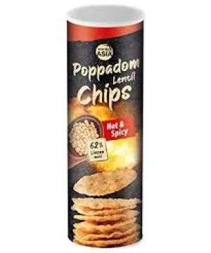 BONASIA, POPPADUM LENTIL CHIPS HOT SPICY 70G