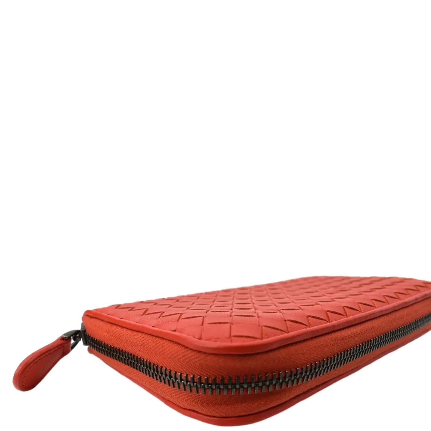 BOTTEGA VENETA Intreccio Leather Zip Around Wallet Red