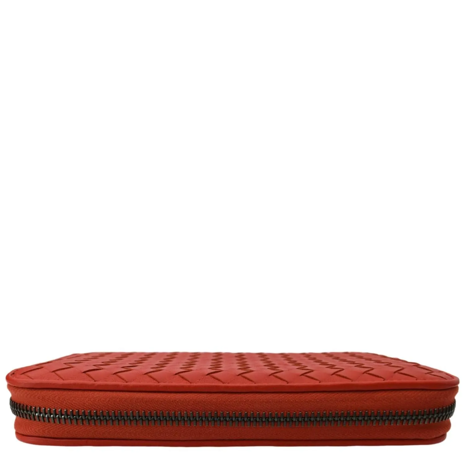 BOTTEGA VENETA Intreccio Leather Zip Around Wallet Red