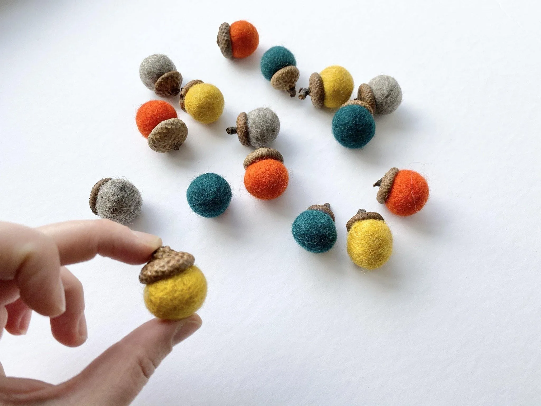 Bright Fall Wool Acorns