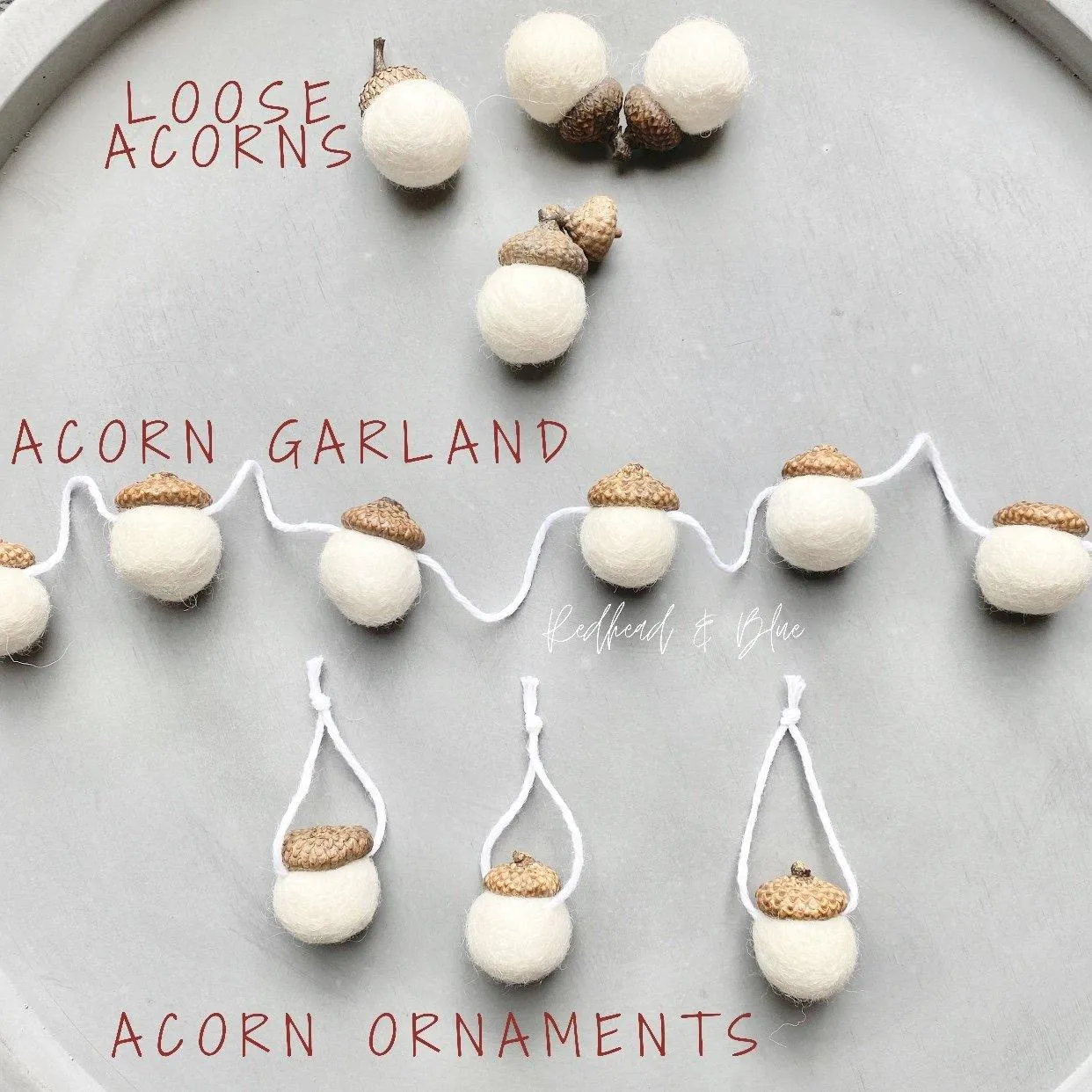 Bright Fall Wool Acorns