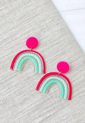 Bright Rainbow Drop Earrings