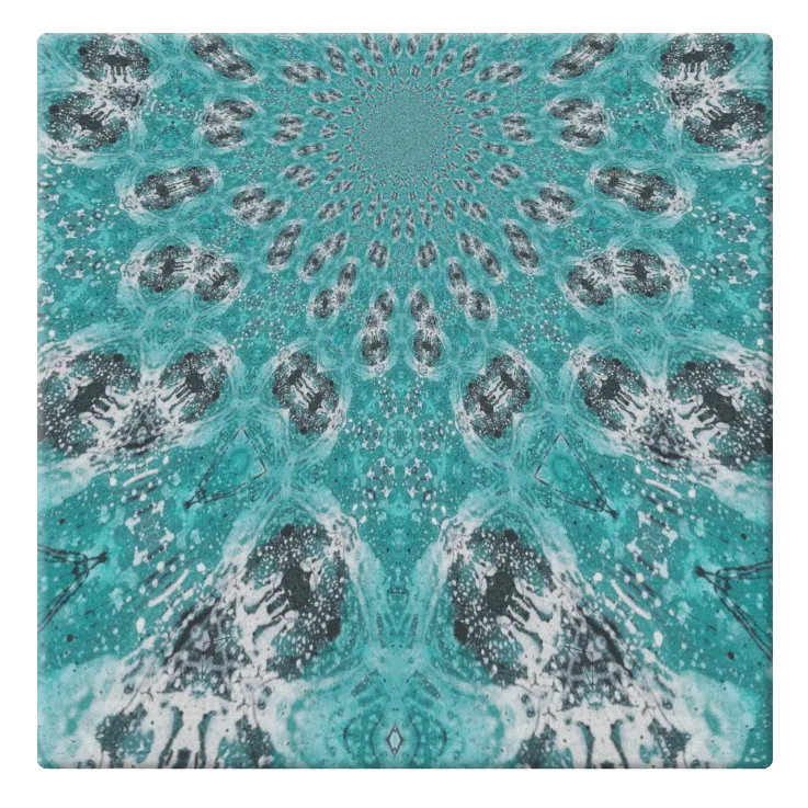 Bright Teal Fractal Canvas Wrap