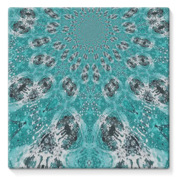 Bright Teal Fractal Canvas Wrap