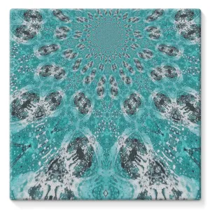 Bright Teal Fractal Canvas Wrap