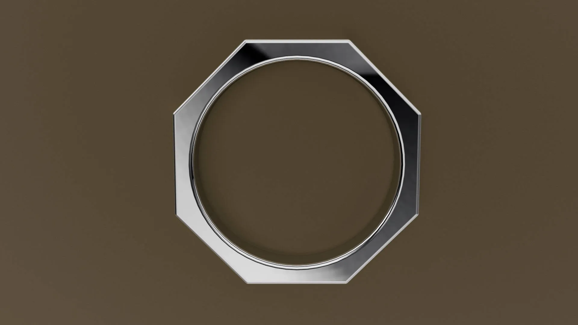 Brushed White Gold 4mm Octagon Bolt Wedding Band