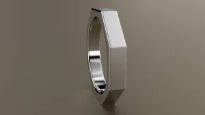 Brushed White Gold 4mm Octagon Bolt Wedding Band