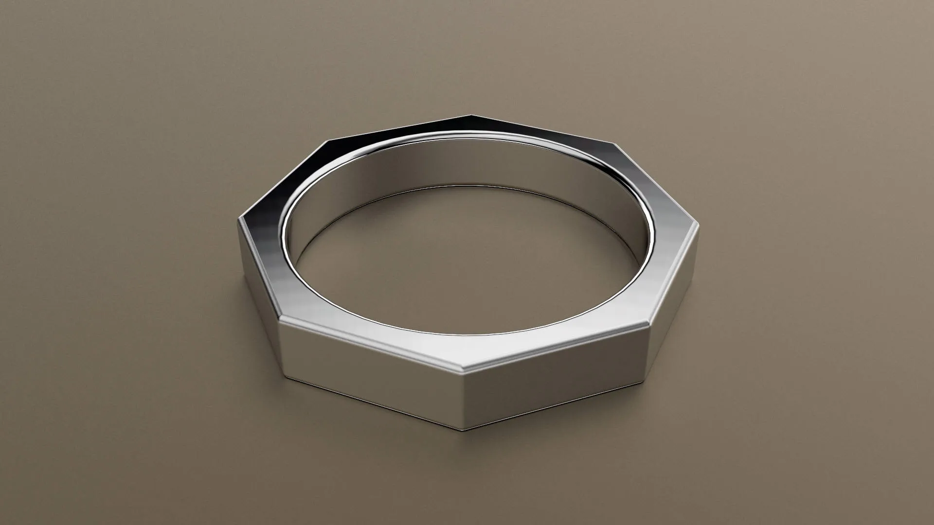 Brushed White Gold 4mm Octagon Bolt Wedding Band