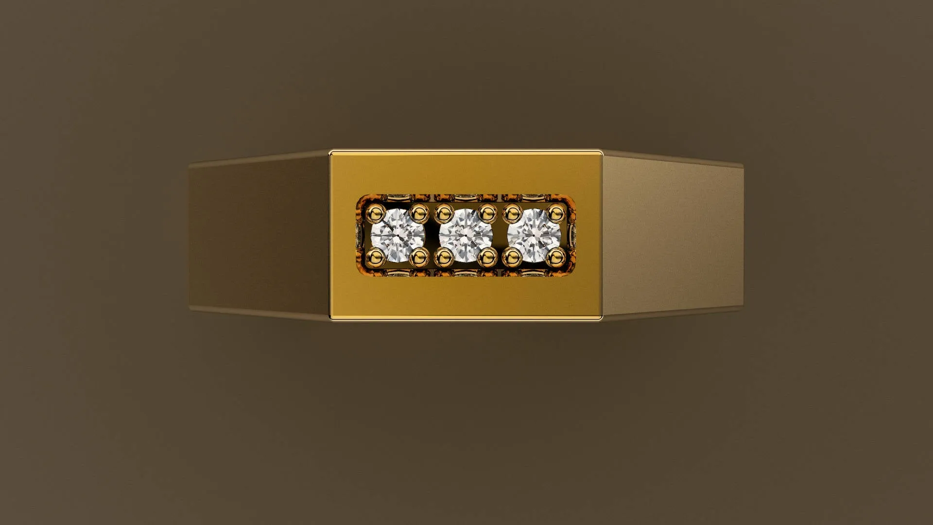 Brushed Yellow Gold Diamond 6mm Octagon Wedding Band