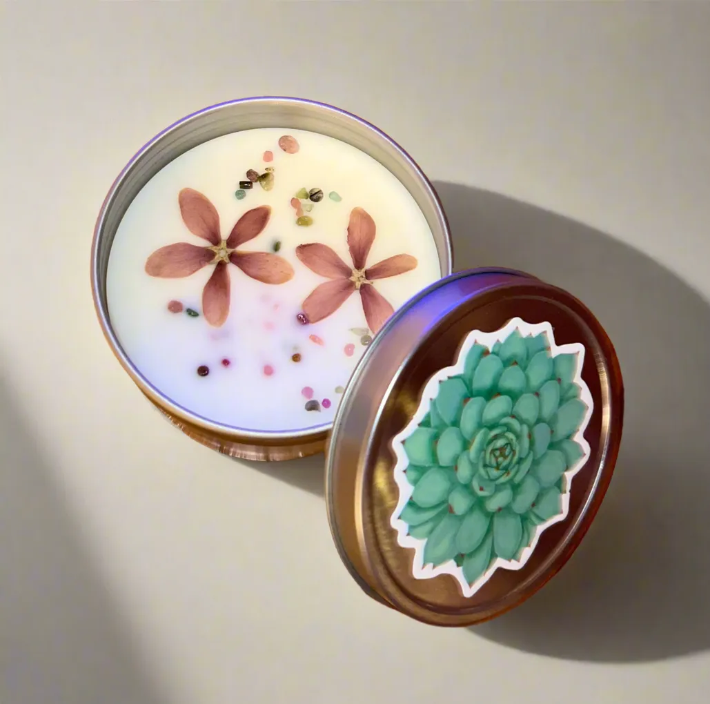 Calming Coconut 8 oz Wickless Crystal Infused Candle
