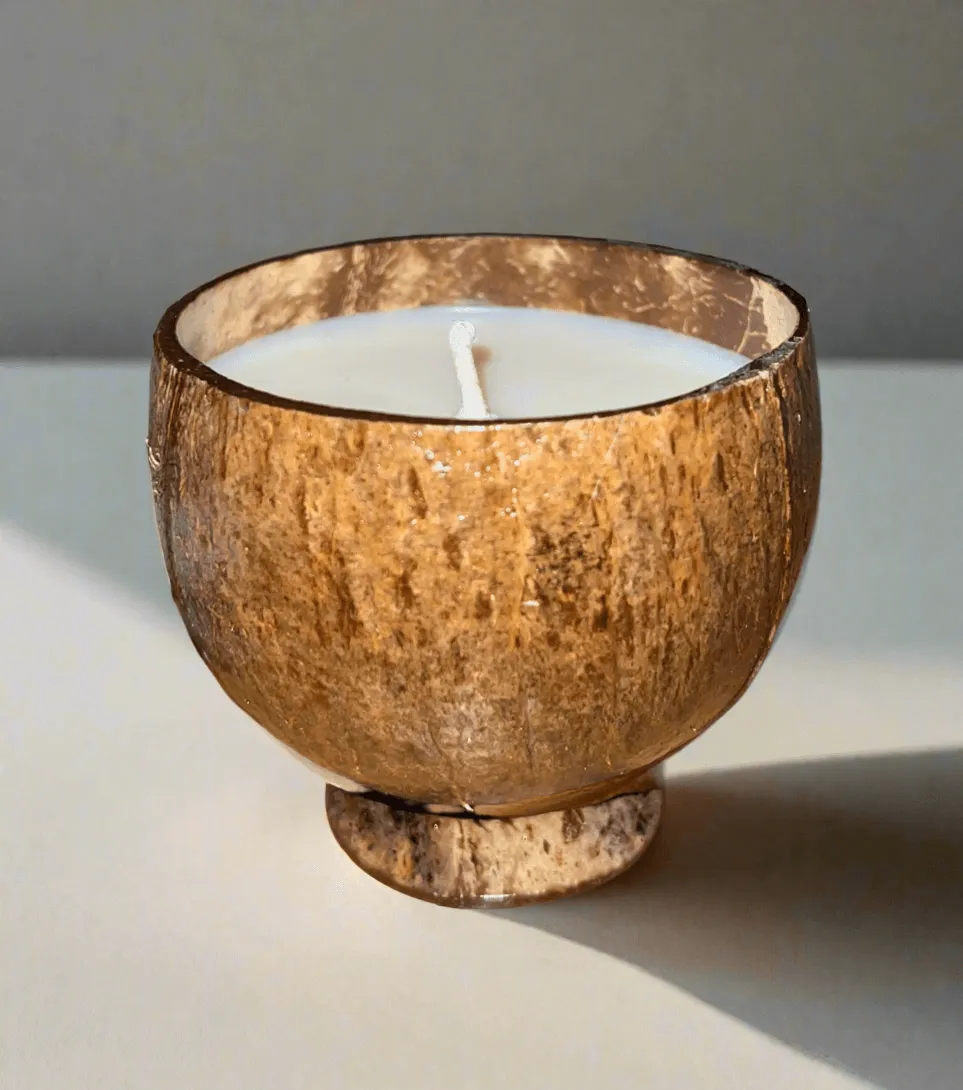 Calming Coconut Scented Coconut Cup Candle